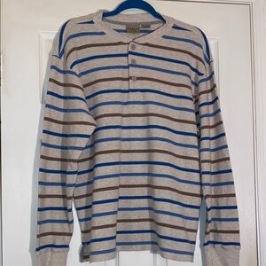 L. L Bean Mens 100% Cotton Long Sleeve Golf Polo Shirt Size Medium Regular
